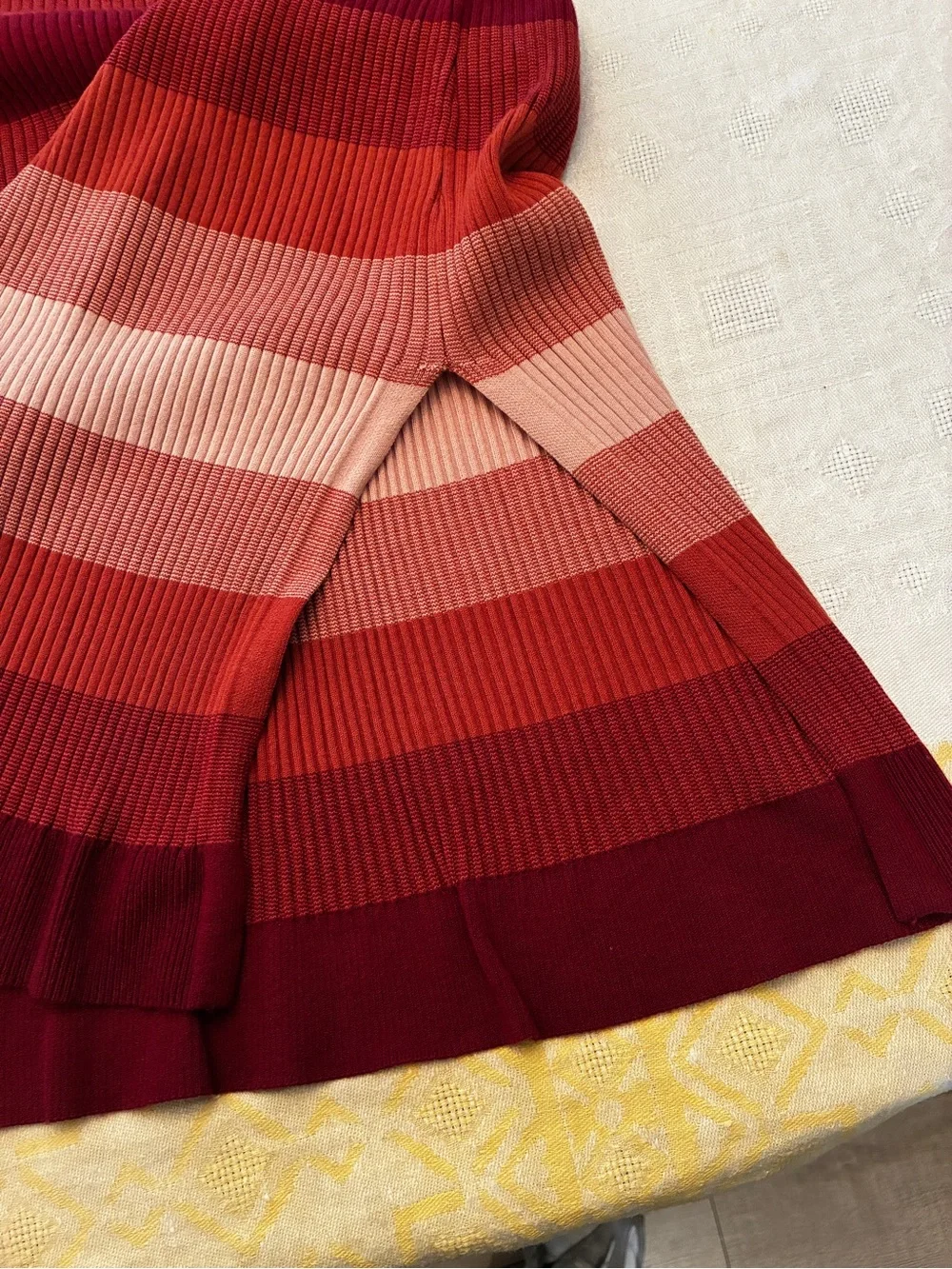 Banana Republic Ribbed Midi Skirt Dress - Red & Pink Stripes